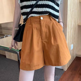 Corduroy Casual Shorts Women's High Waist Loose