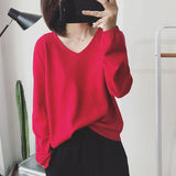 V-neck Pullover Long Sleeve Sweater