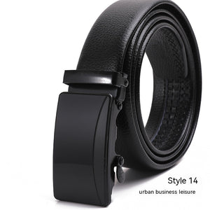 Men's Fashion Automatic Buckle Litchi Pattern Belt