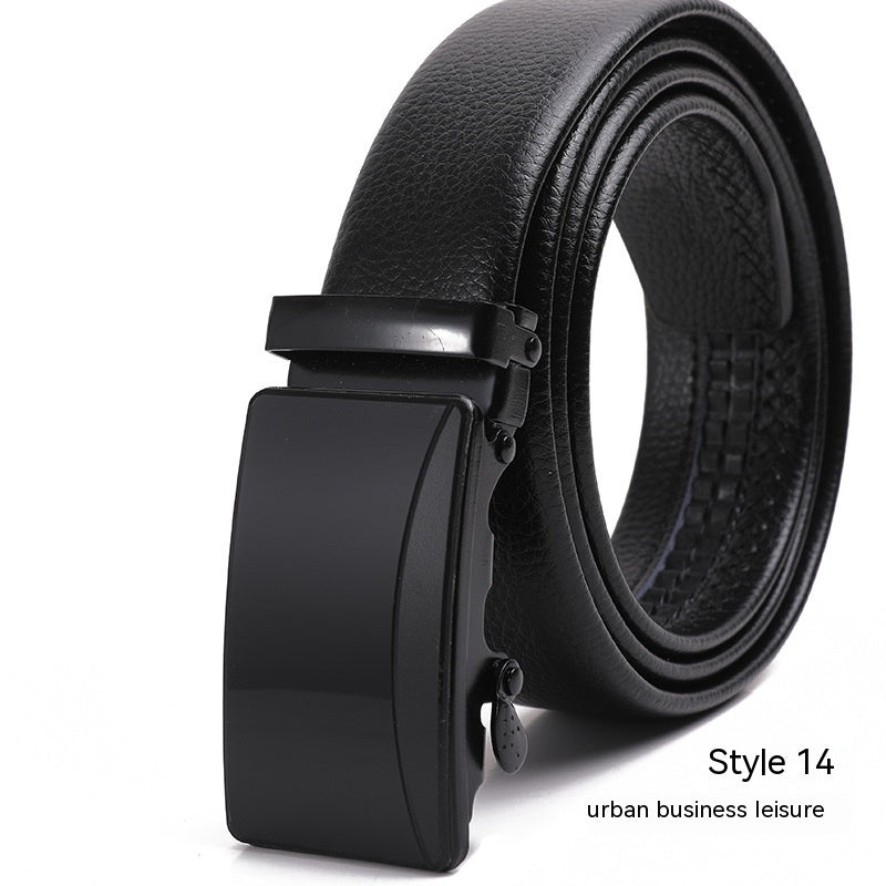 Men's Fashion Automatic Buckle Litchi Pattern Belt