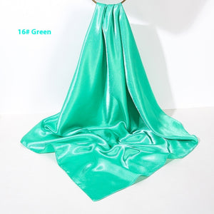 Pure Color Silk Scarf Artificial Silk 90cm Shiny Satin Shawl