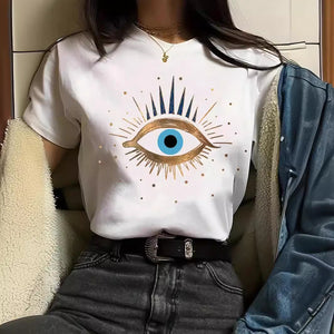 T-shirt Printing Casual Cute Eye Printing Short Sleeve