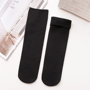 Women's Mid-calf Vertical Stripes Imitation Cashmere Fleece-lined Thickened Non-slip Warm Room Socks