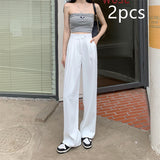 Women's New High Waist Loose Drape Suit Wide Leg Pants