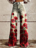 Plus Size Women's Casual Thin Wide Leg Imitation Jeans