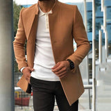 Men's Slim Coat Fashion Single-breasted Solid Color Business Jackets Fall And Winter Tops Outwear Clothing