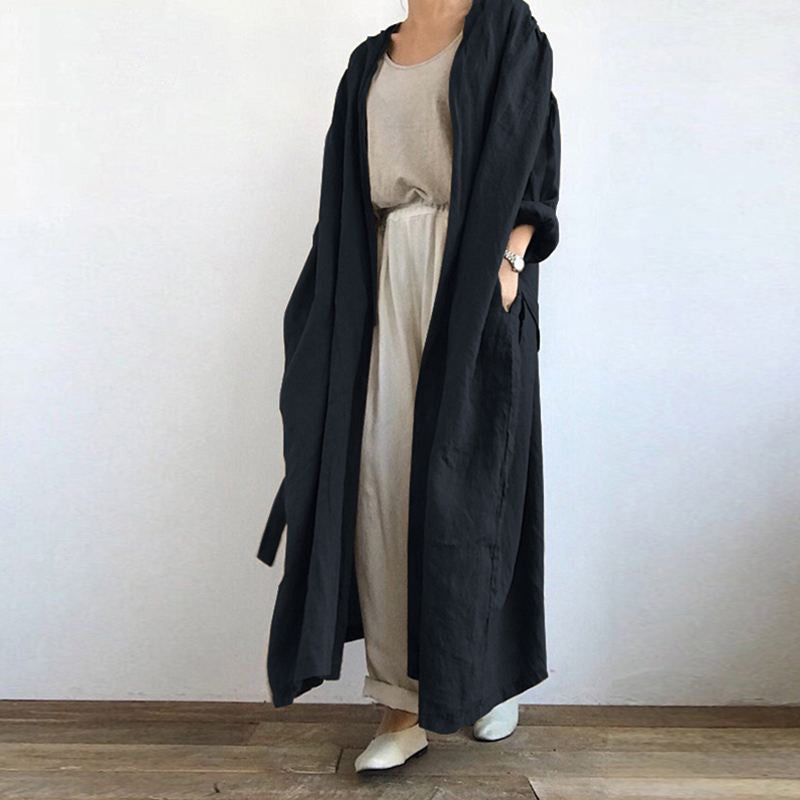 Women's Casual Long Sleeved Long Trench Coat