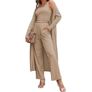 Women's 3-piece Casual Cardigan Vest Long-sleeve Suit