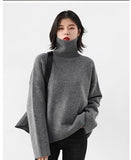 Loose Turtleneck Sweater With Warm Solid Color Underwear In Winter