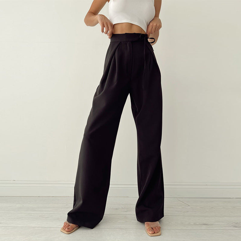 Knitted Casual Sports Trousers High Waist Loose Straight Wide Leg