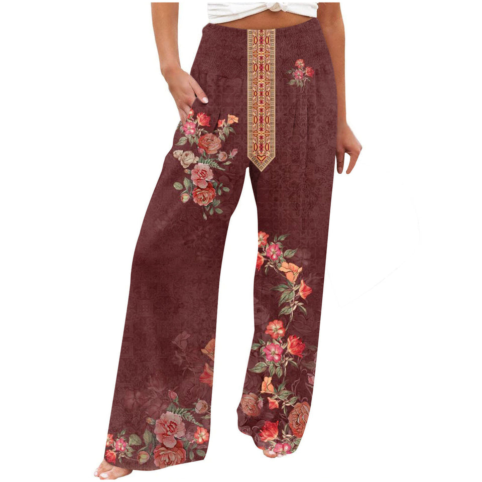 Elegant Series New Printed Loose High Waist Casual Wide Leg Pants