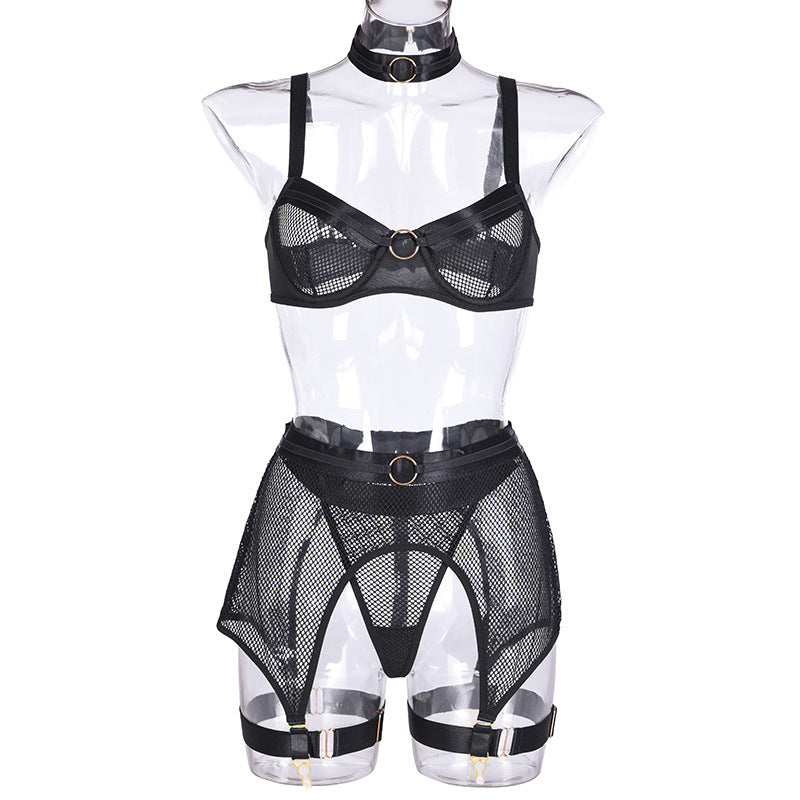 Sexy Lingerie Four Piece Mesh Metal Stitching