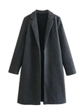 Women's Casual Woolen Lapel Non-buckle Overcoat Coat