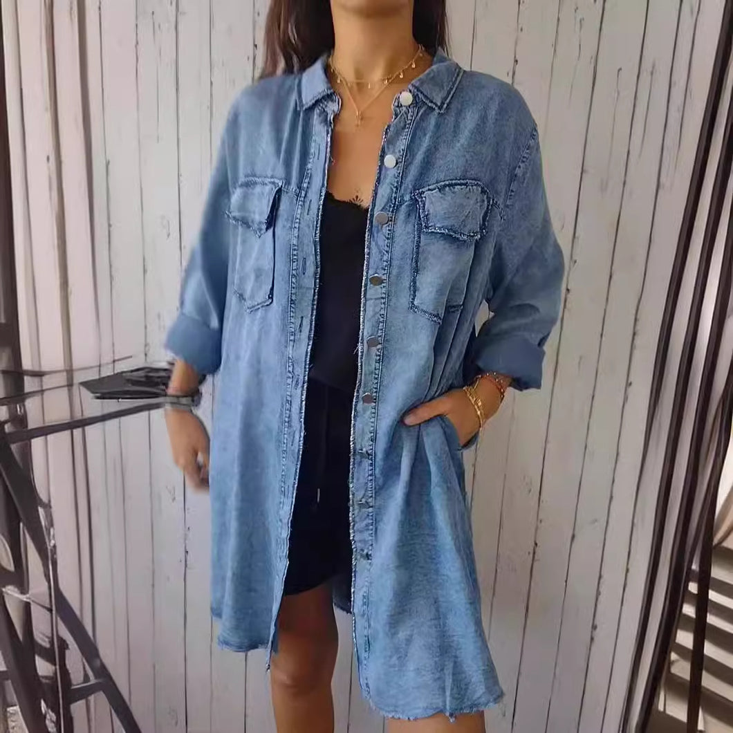 Jean-like Cloth Casual Long Shirt Coat