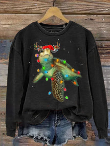 Women's Sweater 3D Digital Christmas Series Printed Crew Neck Sweatshirt