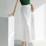 Women's Mid-length French Satin Skirt Summer High Waist Sheath