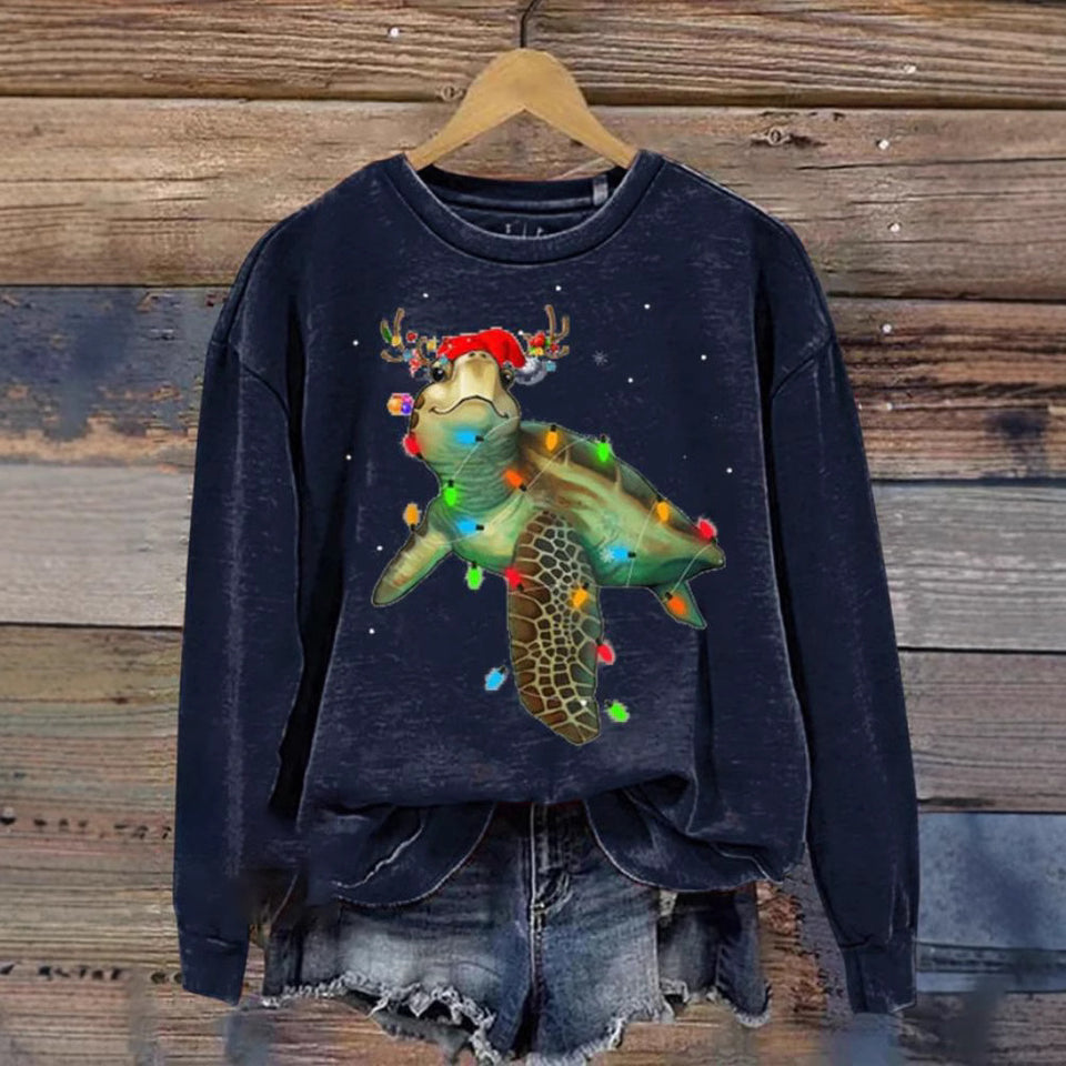 Women's Sweater 3D Digital Christmas Series Printed Crew Neck Sweatshirt