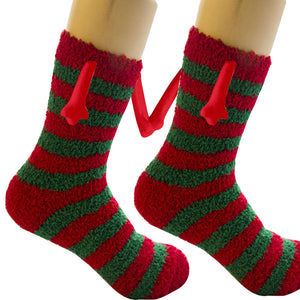 Christmas Supplies Magnetic Suction Hand In Hand Couple Socks Coral Fleece Tube Socks Warm Slipper Bed Socks Winter Soft Warm Slipper