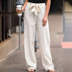 Women's Cotton And Linen Casual Solid Color Pants