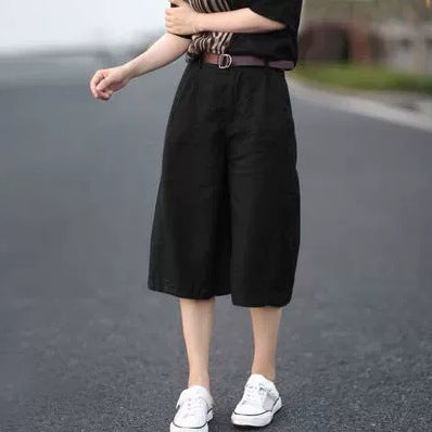 Casual Pants Baggy Oversized Cropped Pants Cotton Linen Cropped Pants Women's Slimming Linen Wide Leg Shorts