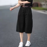 Casual Pants Baggy Oversized Cropped Pants Cotton Linen Cropped Pants Women's Slimming Linen Wide Leg Shorts