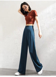 Women's Wide Leg High Waist Drooping Loose Slimming And Straight Casual Mopping Chiffon Suit Pants