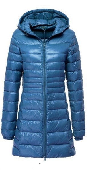 Lightweight Down Jacket Mid-length, Autumn And Winter Hooded Plus Fat Plus Size