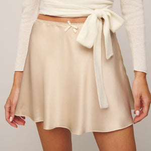 Boutique Satin Skirt High Waist Elastic Solid Color