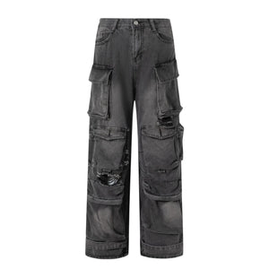 Women's New Cargo Pocket Denim Trousers