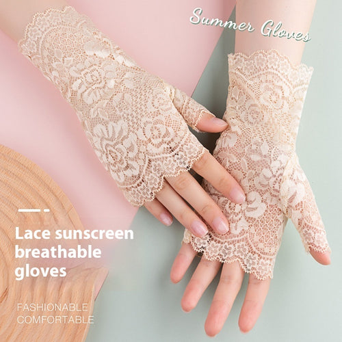 Summer Scar Cover Up Lace Short Gloves Women's Thin