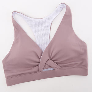 High-intensity Sports Bra Damping Cross-gathering Deep V Underwear