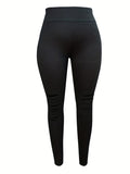 Plus Size Burnt Flower Solid Color Bottom Women's Pants