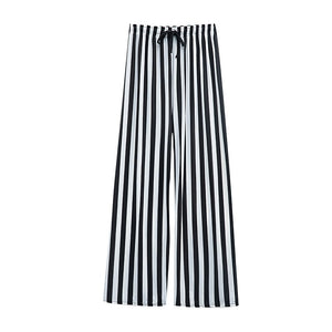 Women's Fashionable Loose Vertical Stripes Slimming Casual Wide-leg Pants