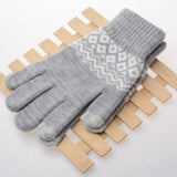 Knitted Wool Jacquard Touch Screen Thickening Ladies Adult Gloves